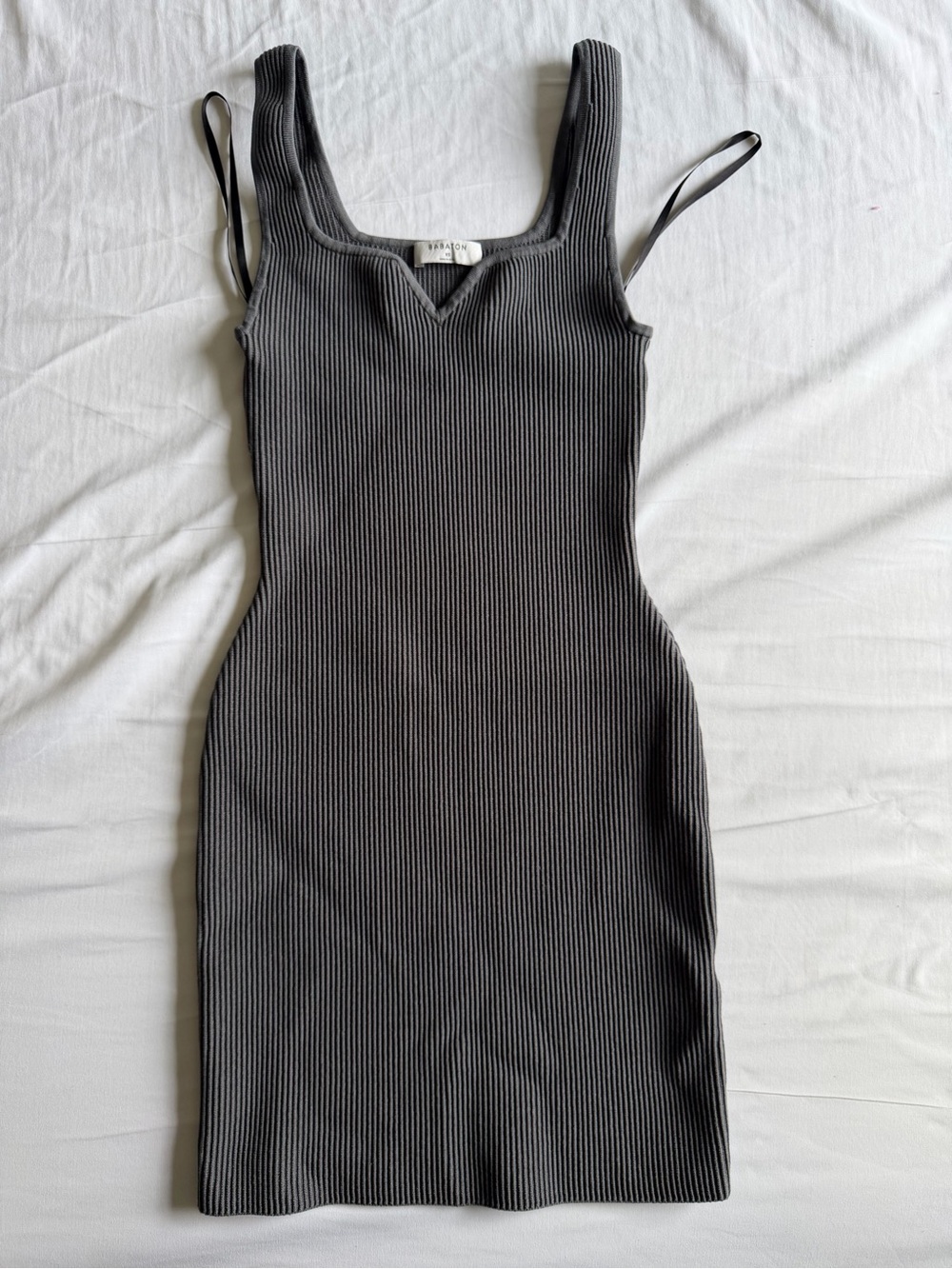 Aritzia Charcoal Gray Ribbed Tank Mini Dress